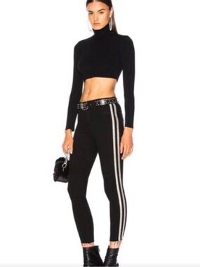L'AGENCE Black Margot Rhinestone Stripe Jeans 27